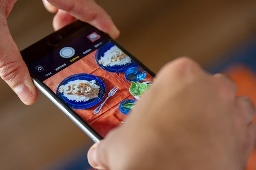 Taking a photo of food with phone
